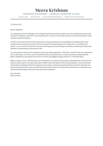 Accountant cover letter example