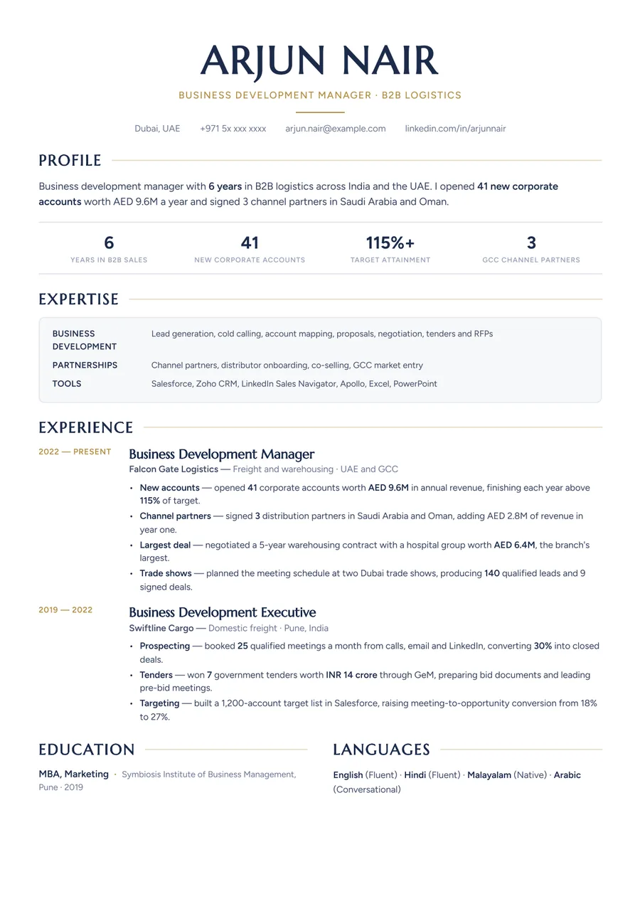 Free Business Development Resume Template & Examples preview