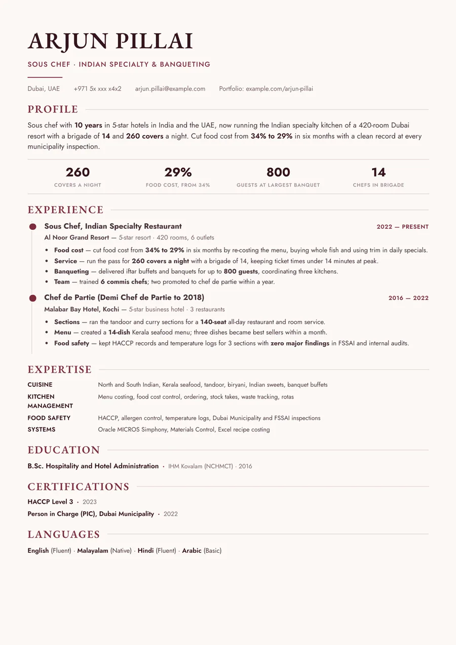 Free Chef Resume Template & Examples preview