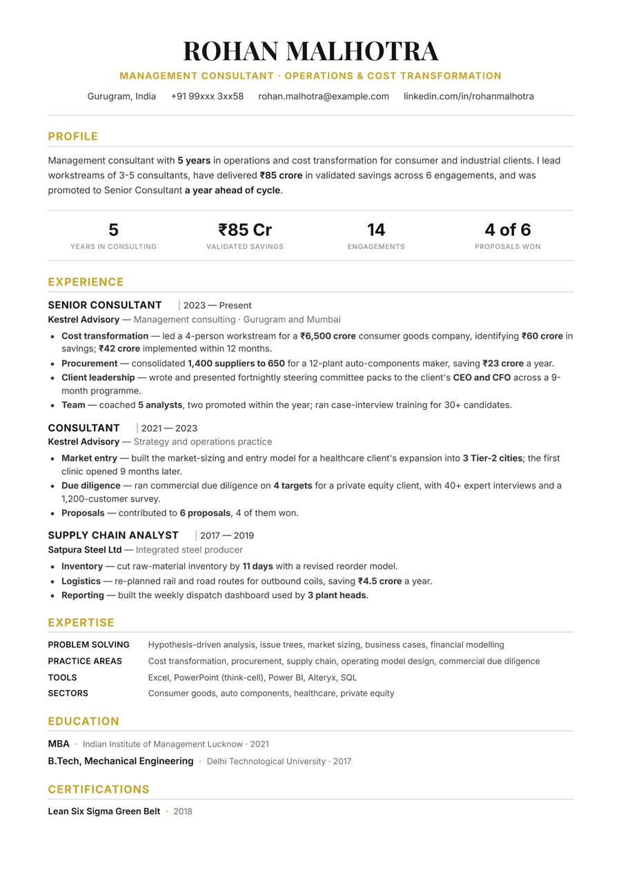Free Consultant Resume Template & Examples preview