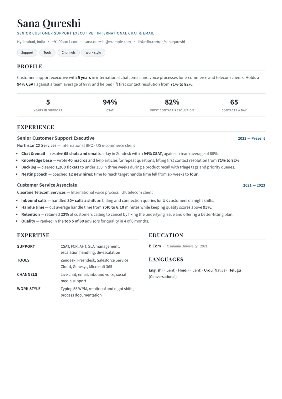 Free Customer Service Resume Template & Examples preview