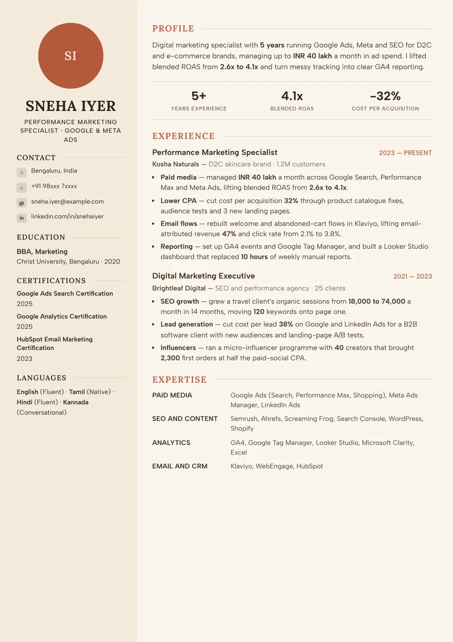 Free Digital Marketing Resume Template & Examples preview
