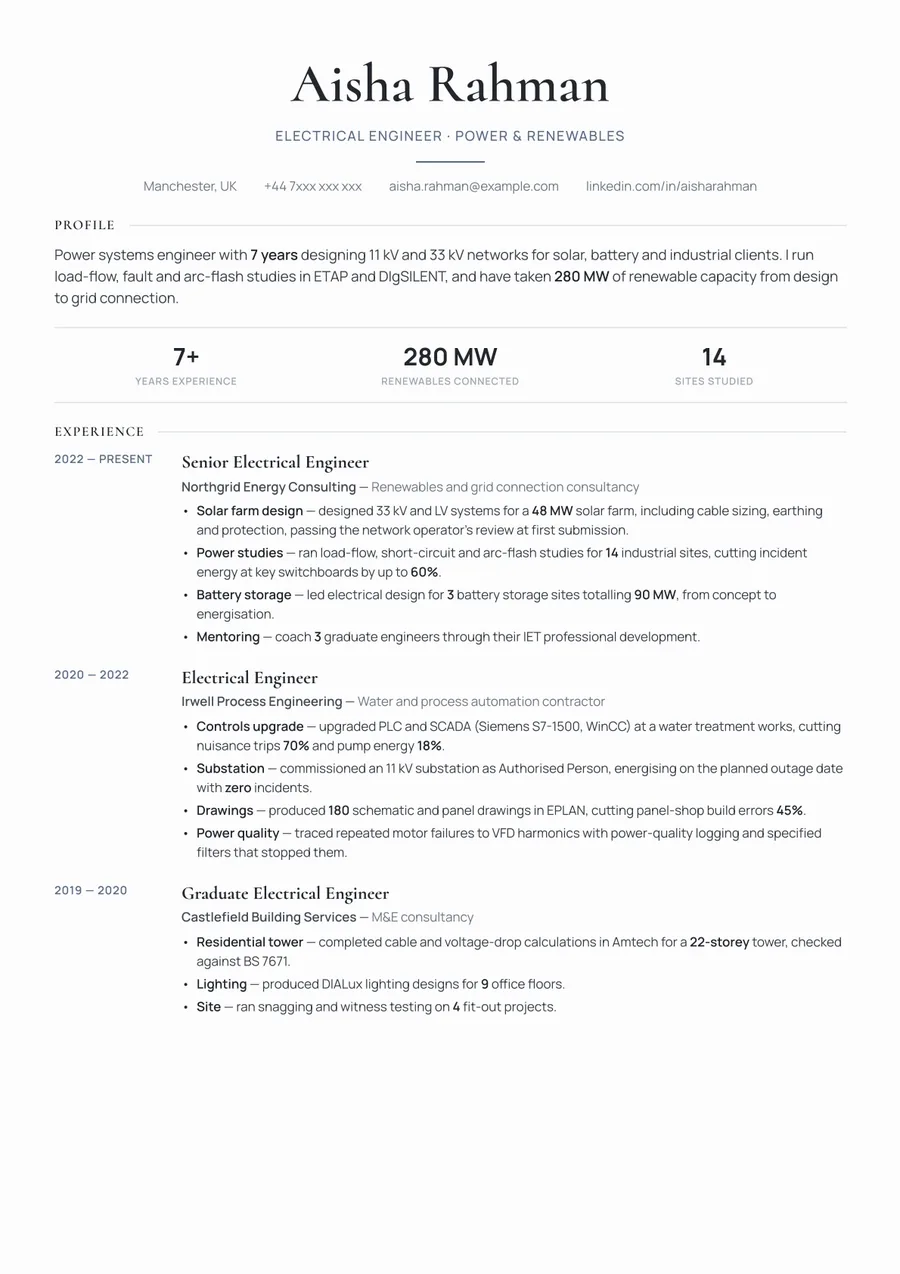 Free Electrical Engineer Resume Template & Examples preview