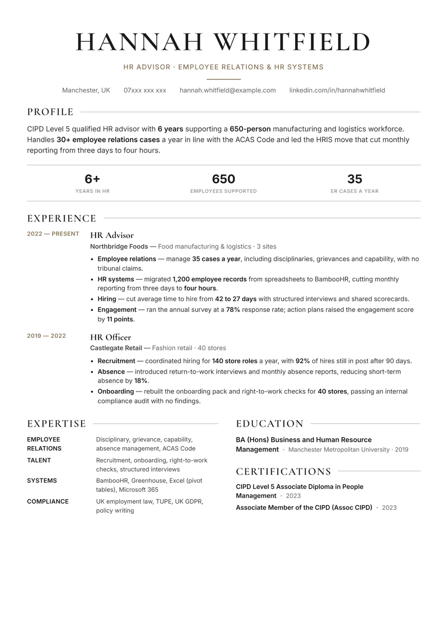 Free Human Resources (HR) Resume Template & Examples preview