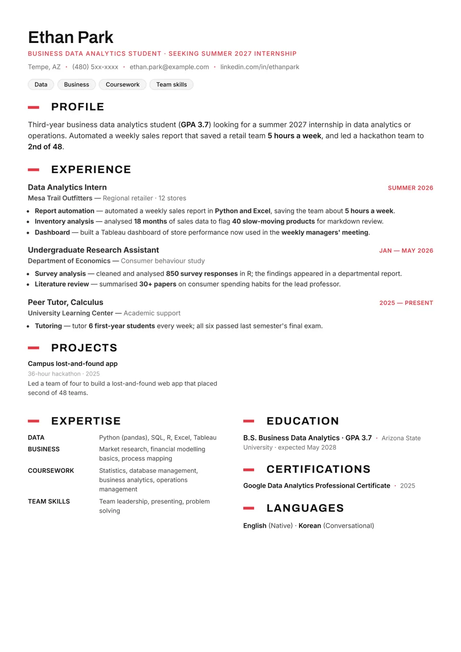 Free Internship Resume Template & Examples preview