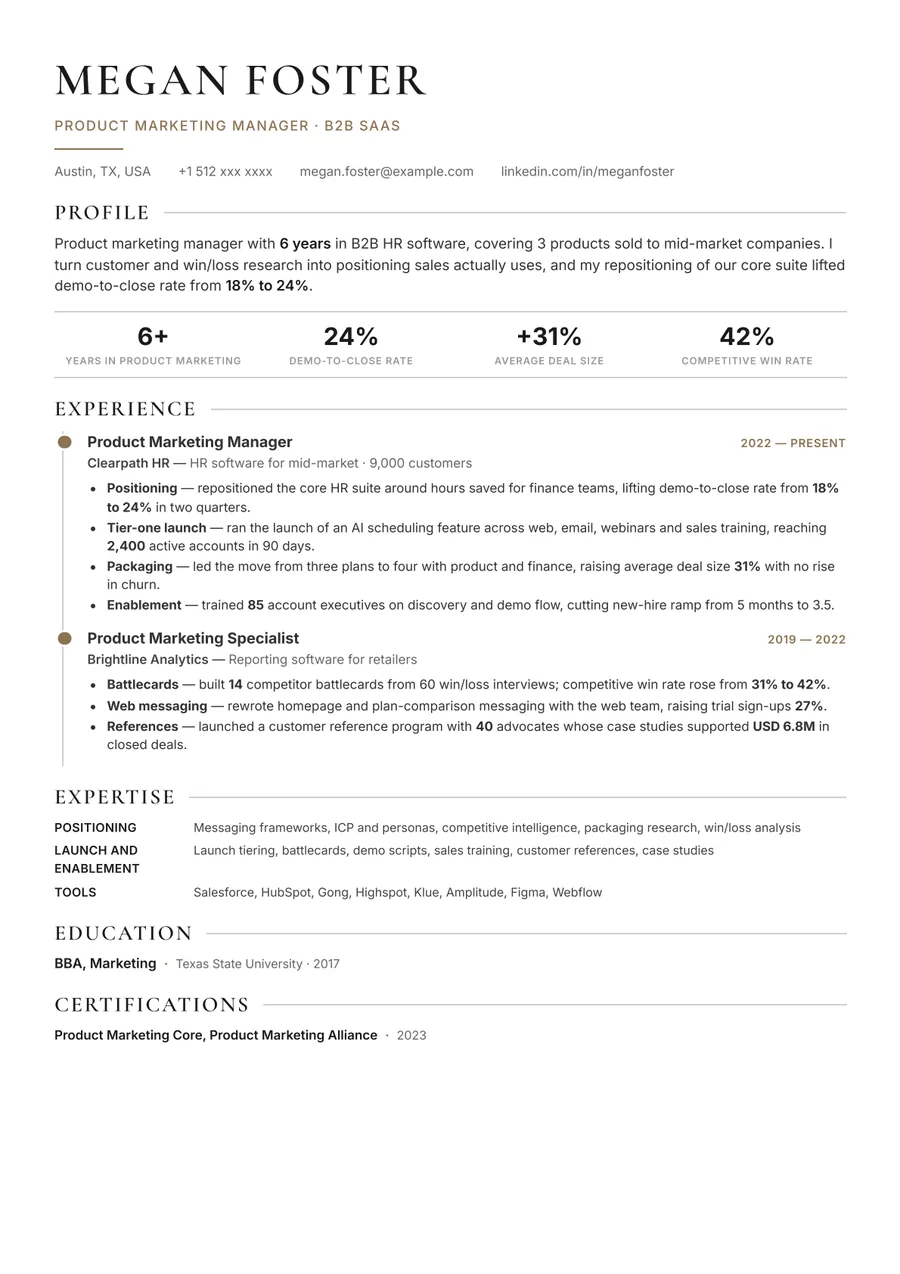 Free Product Marketing Manager Resume Template & Examples preview