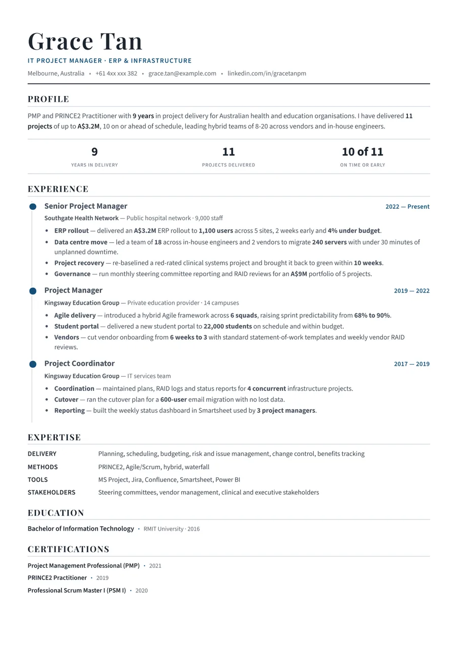Free Project Manager Resume Template & Examples preview
