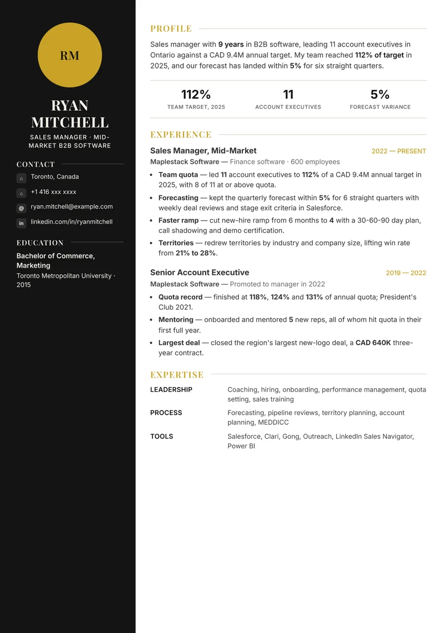 Free Sales Manager Resume Template & Examples preview