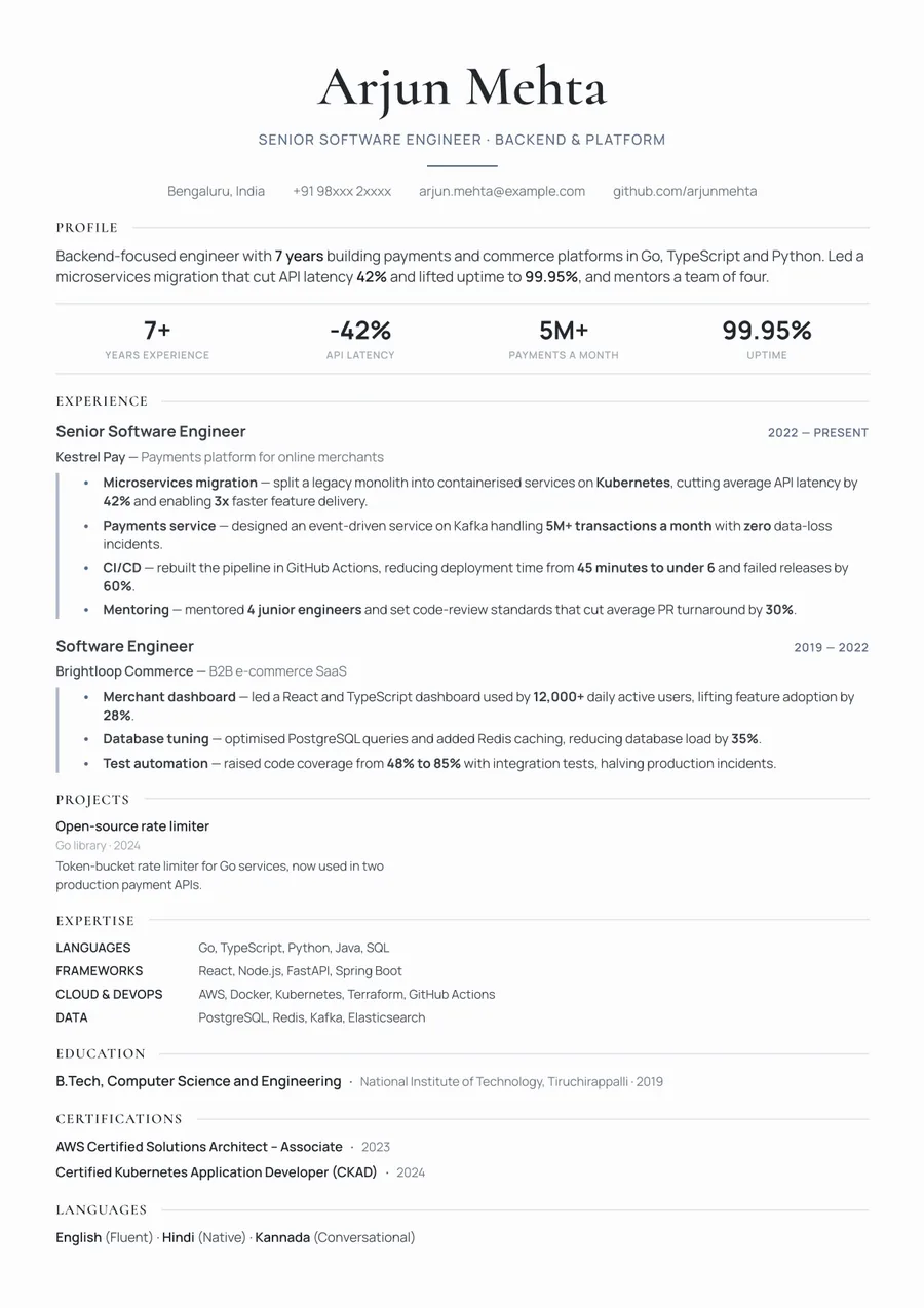 Free Software Engineer Resume Template & Examples preview