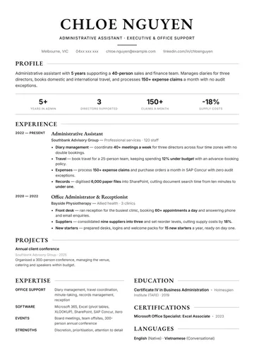 Administrative Assistant resume example