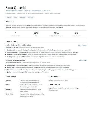 Customer Service resume example