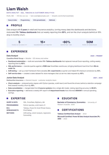 Data Analyst resume example