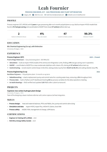 Engineering resume example