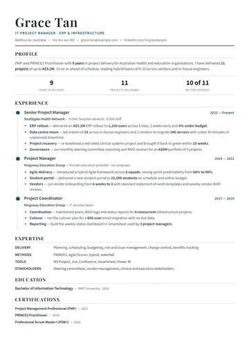 Project Manager resume example