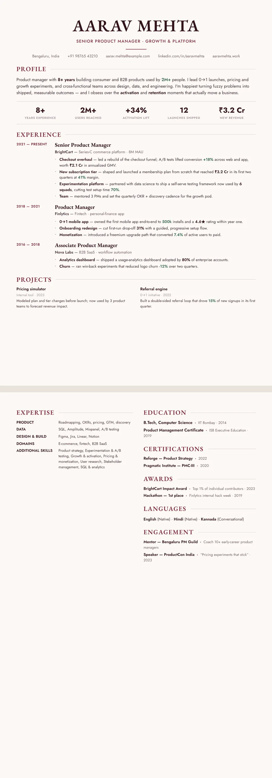 Free Burgundy Resume Template preview