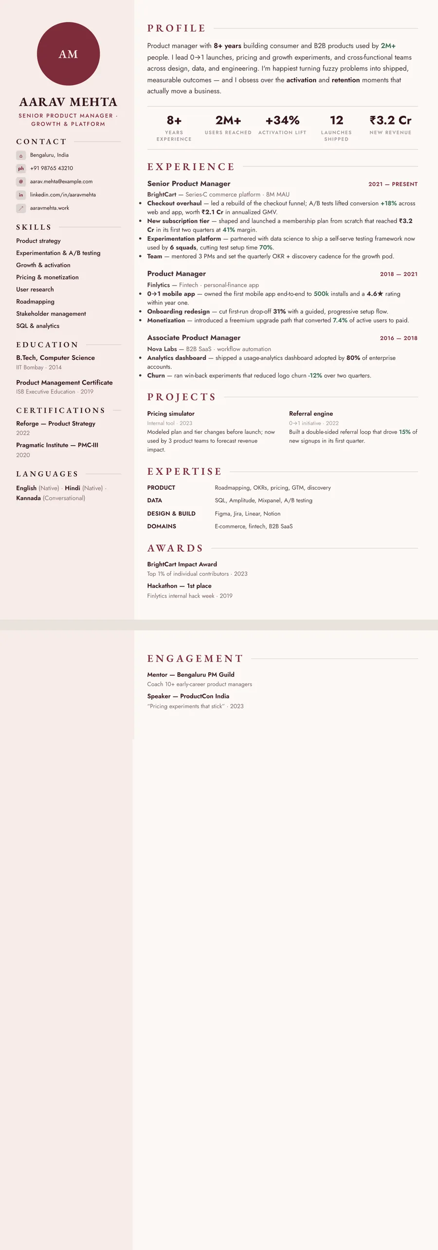 Bordeaux Sidebar Resume Template preview