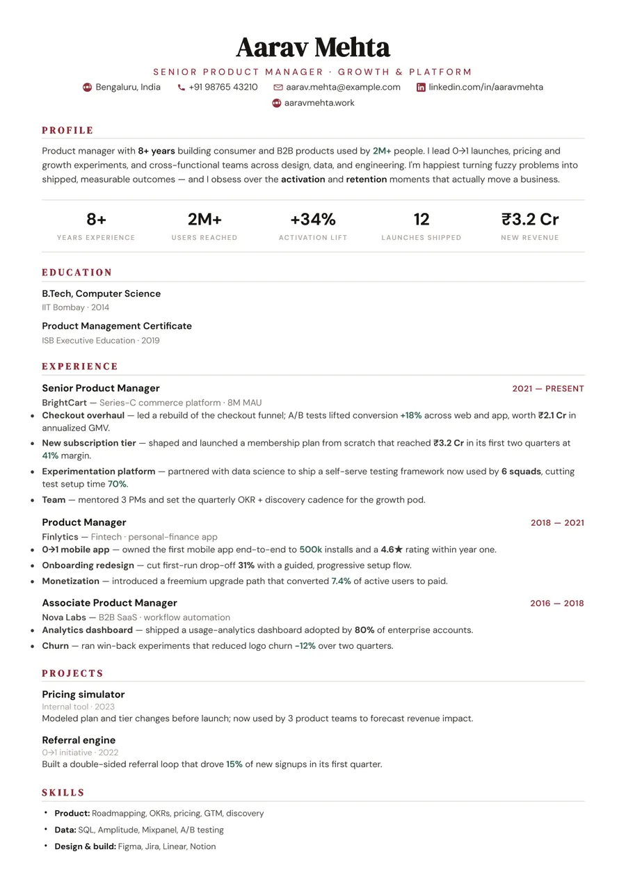 Gallery white Academic resume template — Bold accents