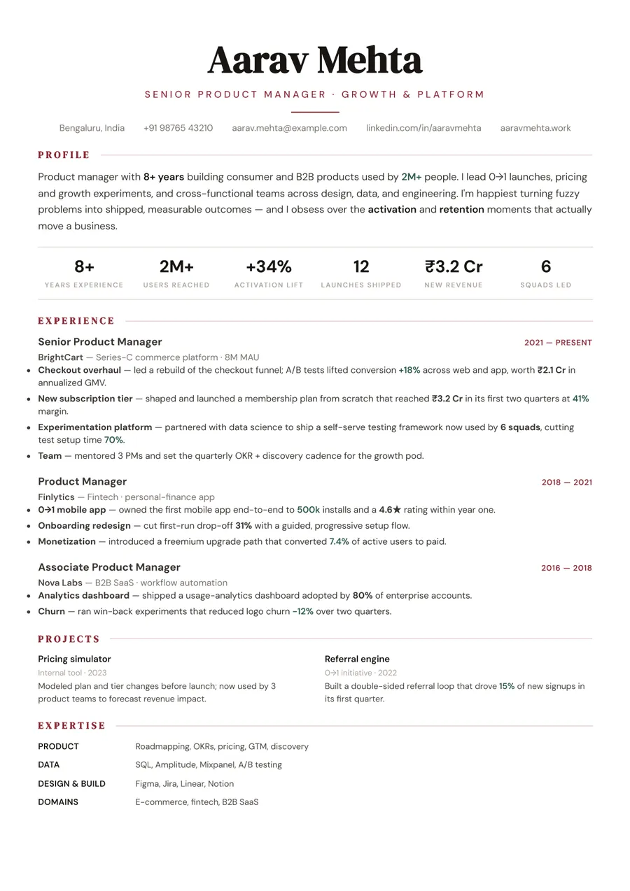 Gallery white Developer stack resume template — Bold accents