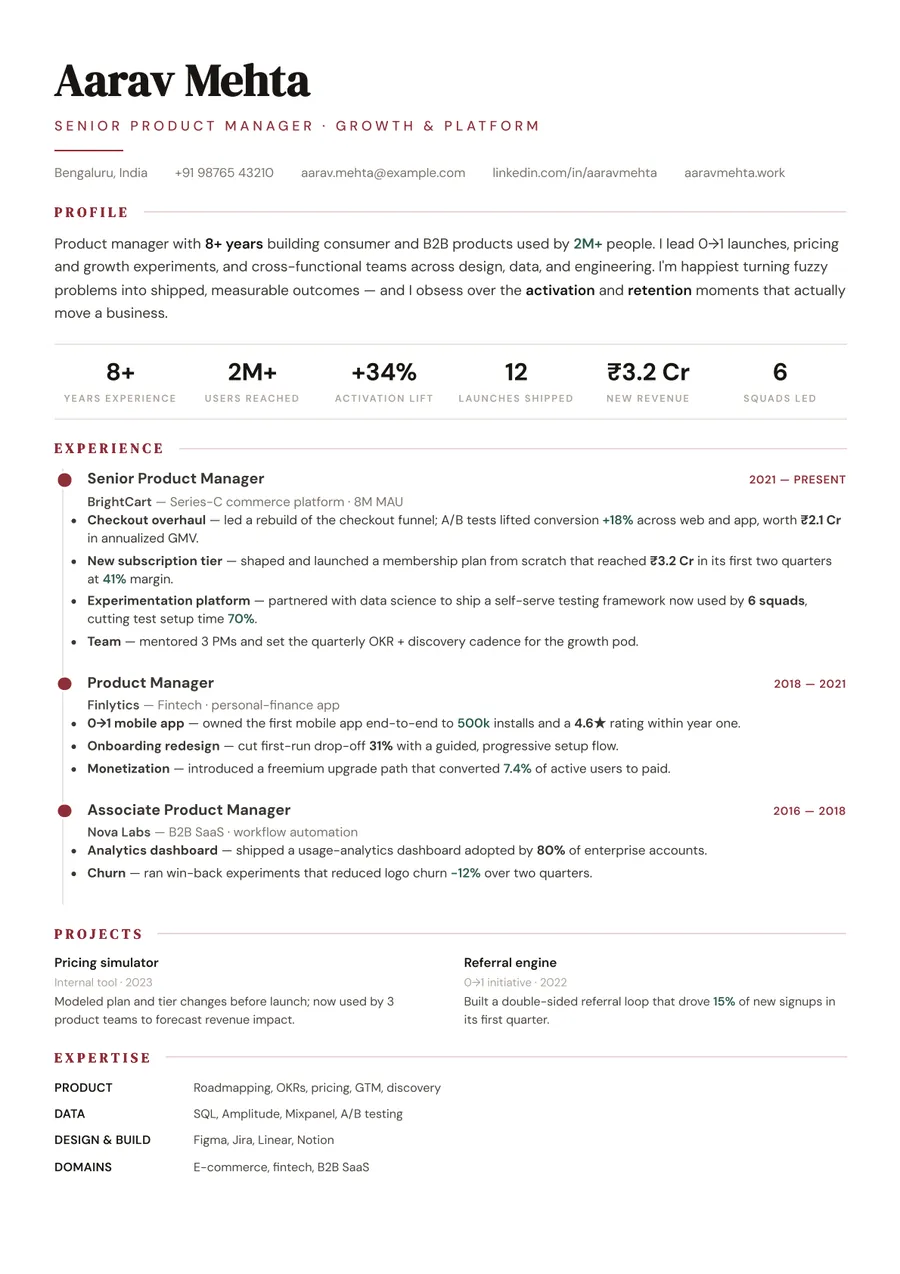 Gallery white Timeline resume template — Bold accents