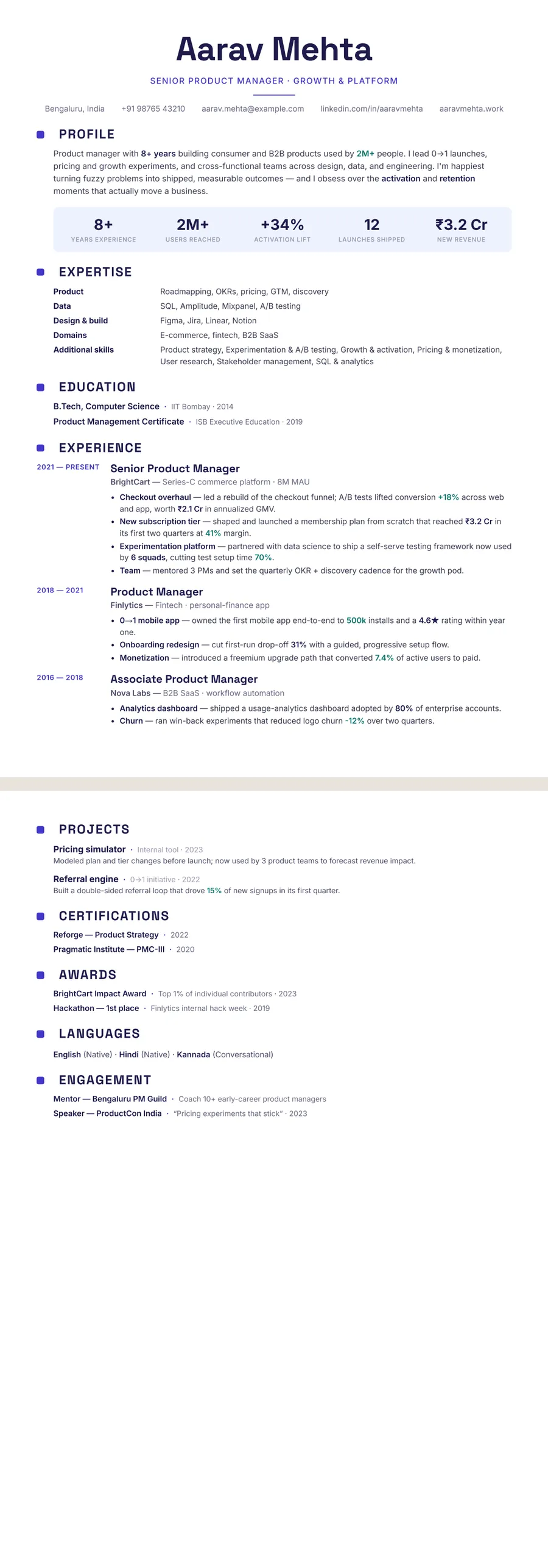 Free Modern Resume Template preview