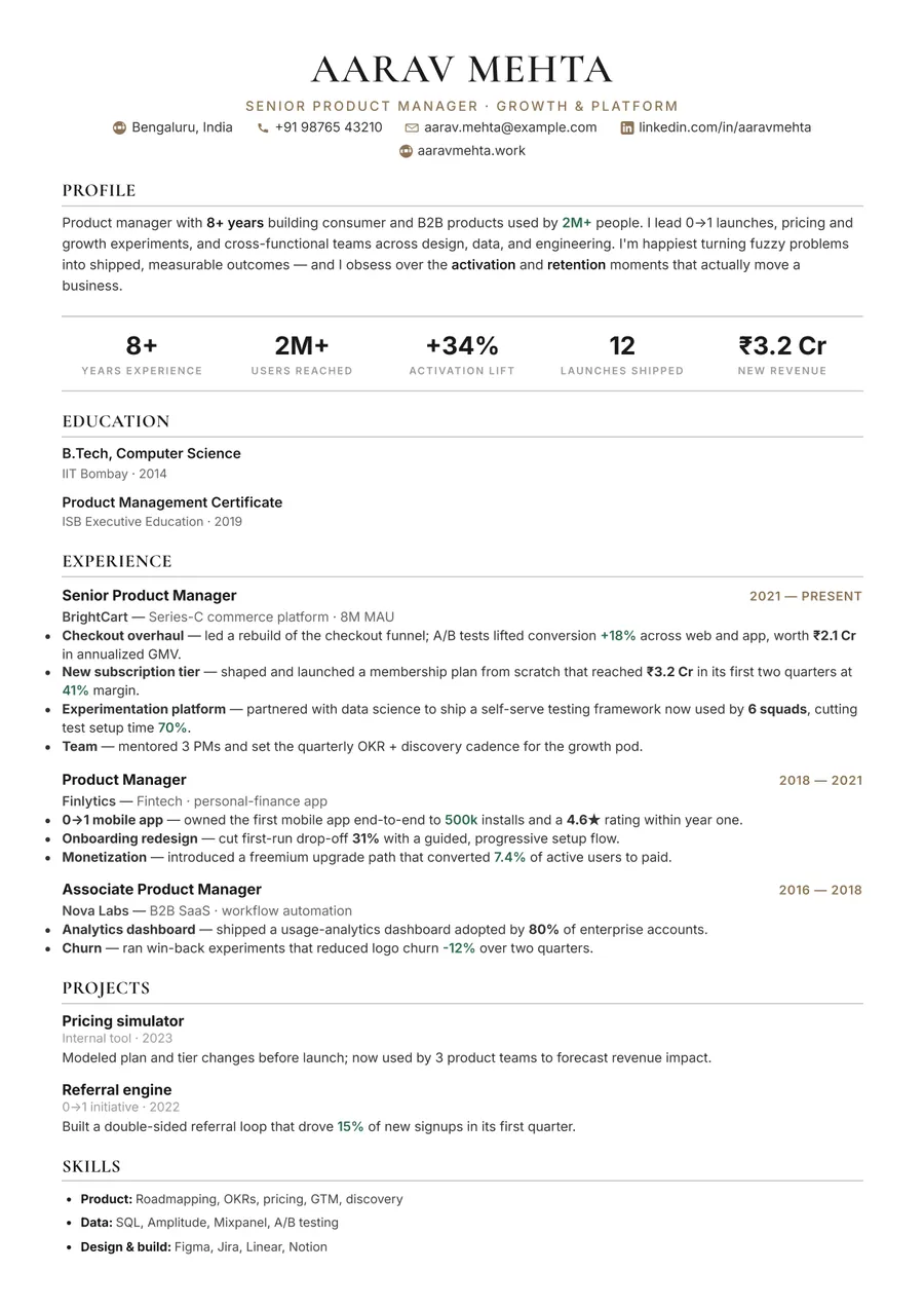 Ivory editorial Academic resume template — Clean editorial