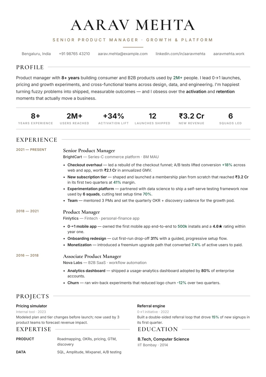 Ivory editorial Classic centered resume template — Clean editorial