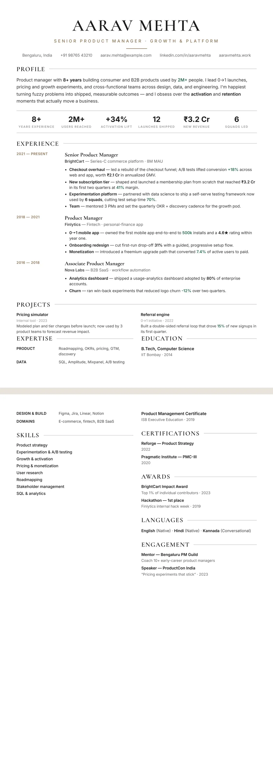Ivory Editorial Resume Template preview