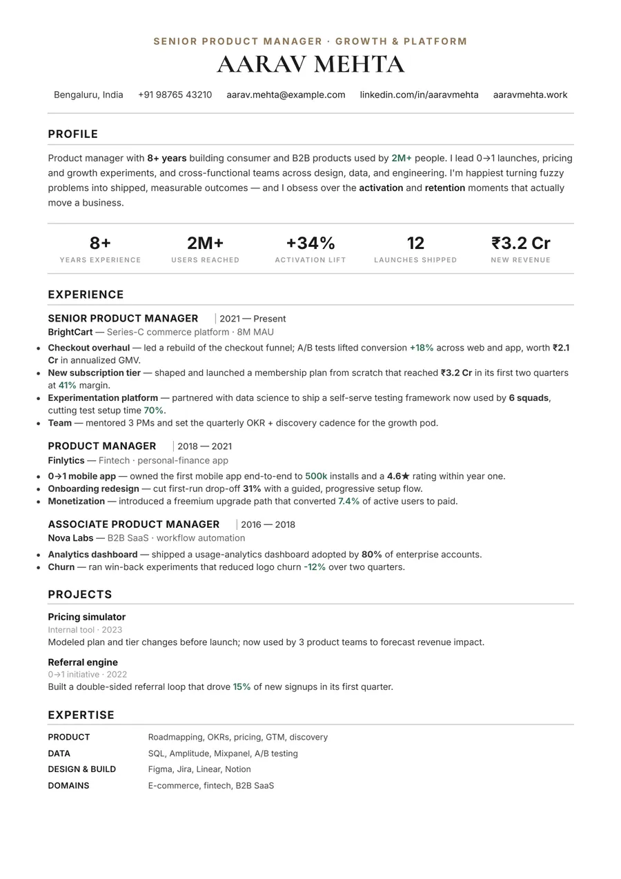 Ivory editorial Formal resume template — Clean editorial