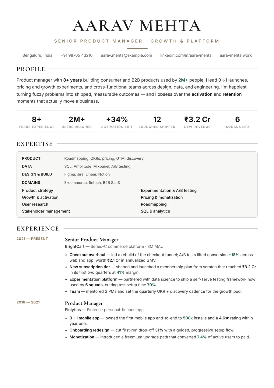 Ivory editorial Skills-first resume template — Clean editorial