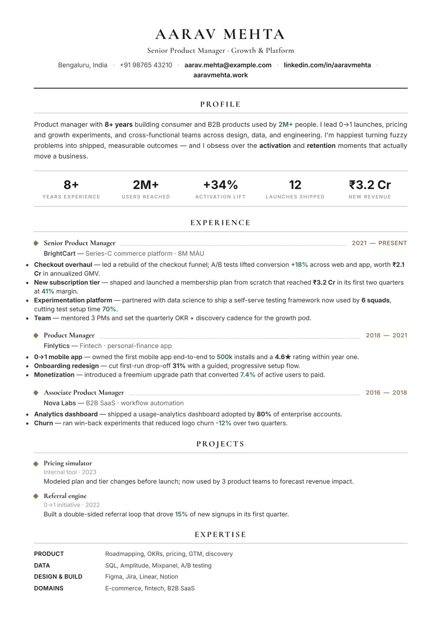 Ivory editorial Traditional resume template — Clean editorial