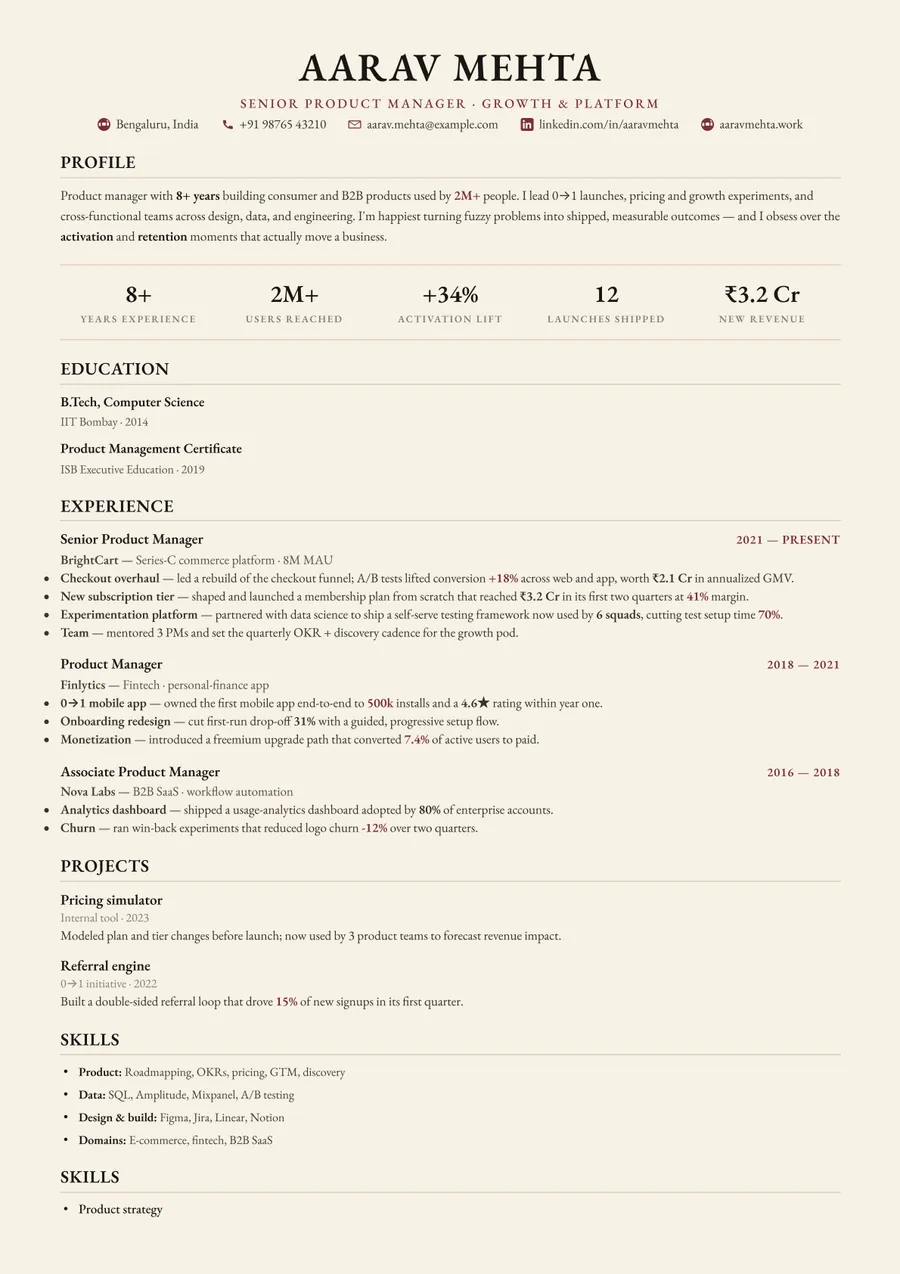 Letterpress classic Academic resume template — Timeless serif