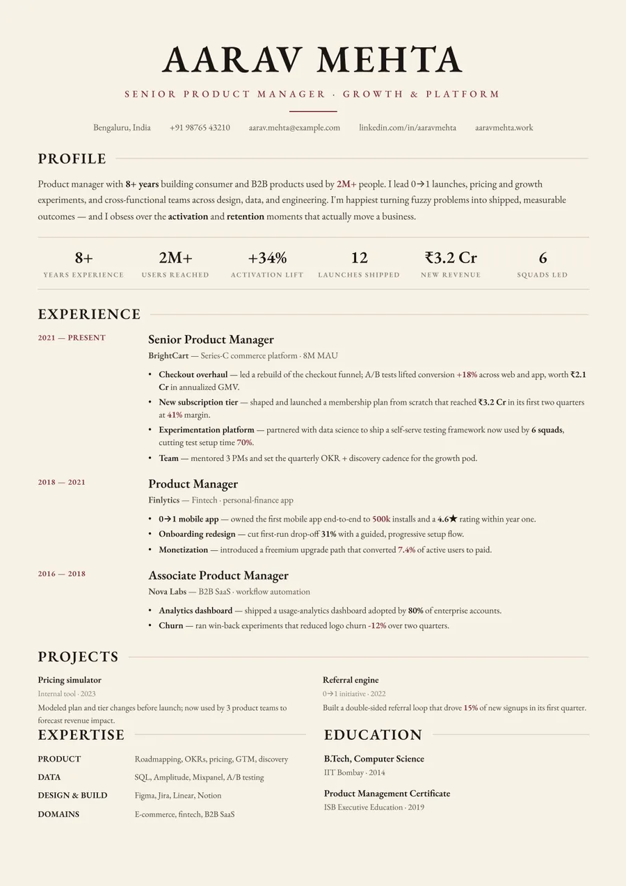Letterpress classic Classic centered resume template — Timeless serif