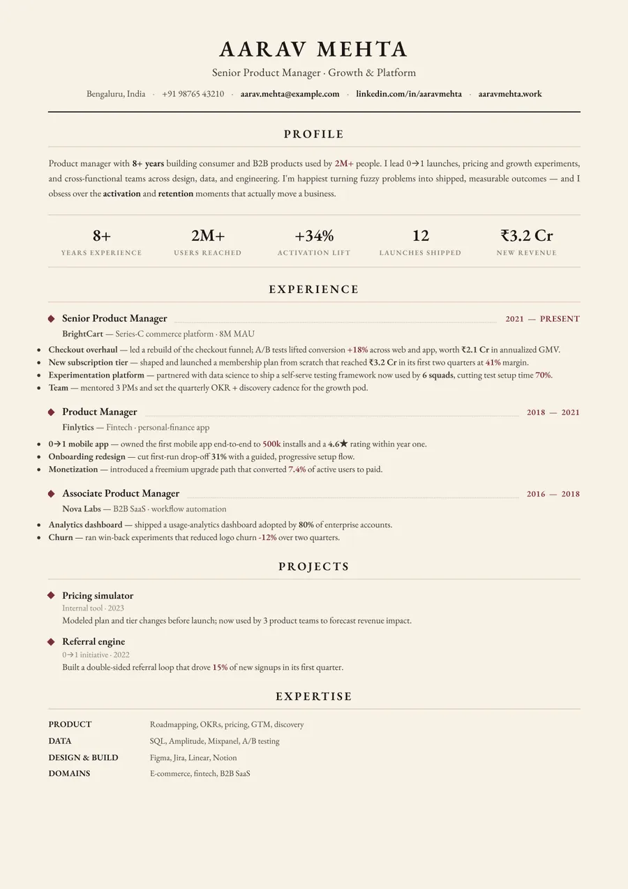 Letterpress classic Traditional resume template — Timeless serif