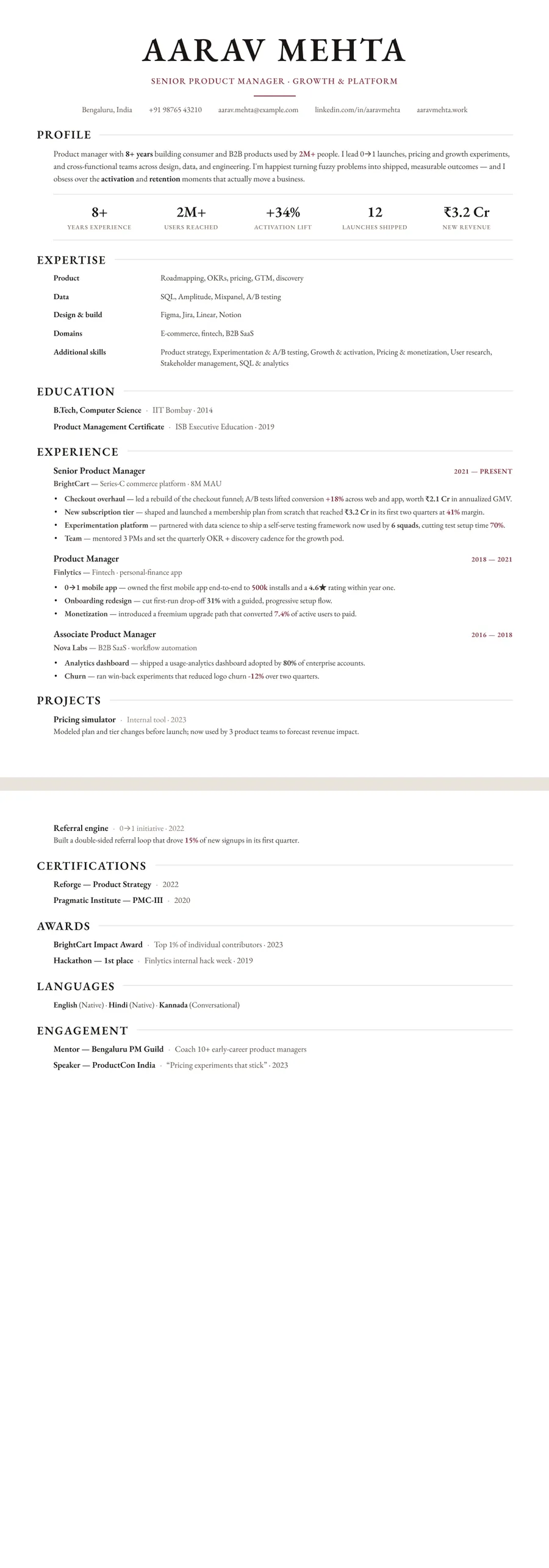 Free Minimalist Resume Template preview