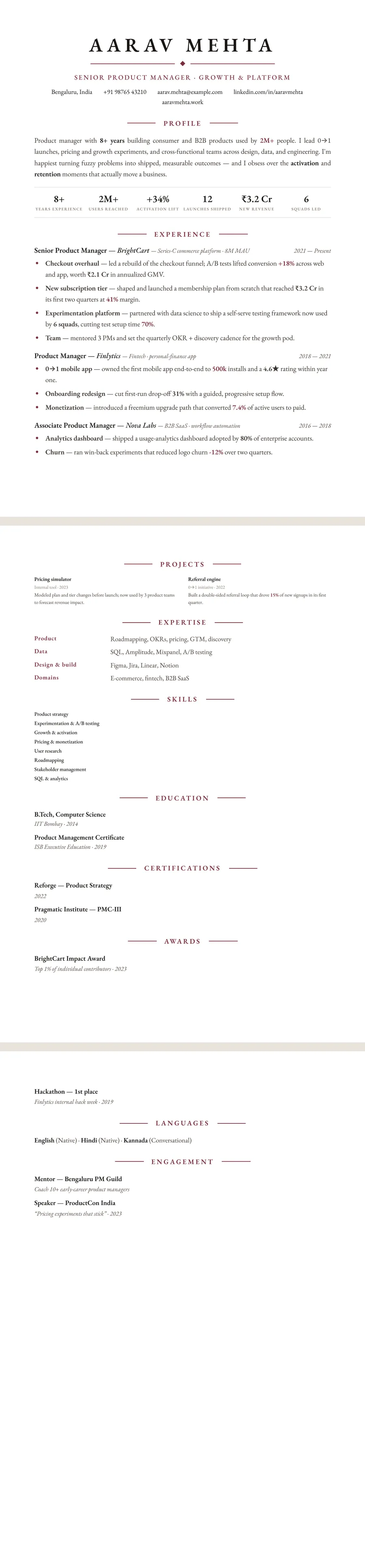 Classic Letterpress Resume Template preview