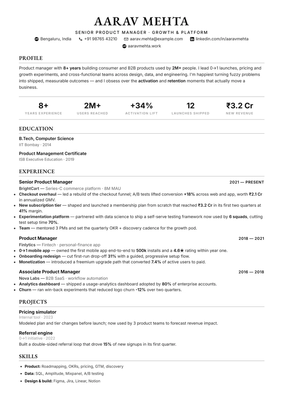 Black & white Academic resume template — Premium style