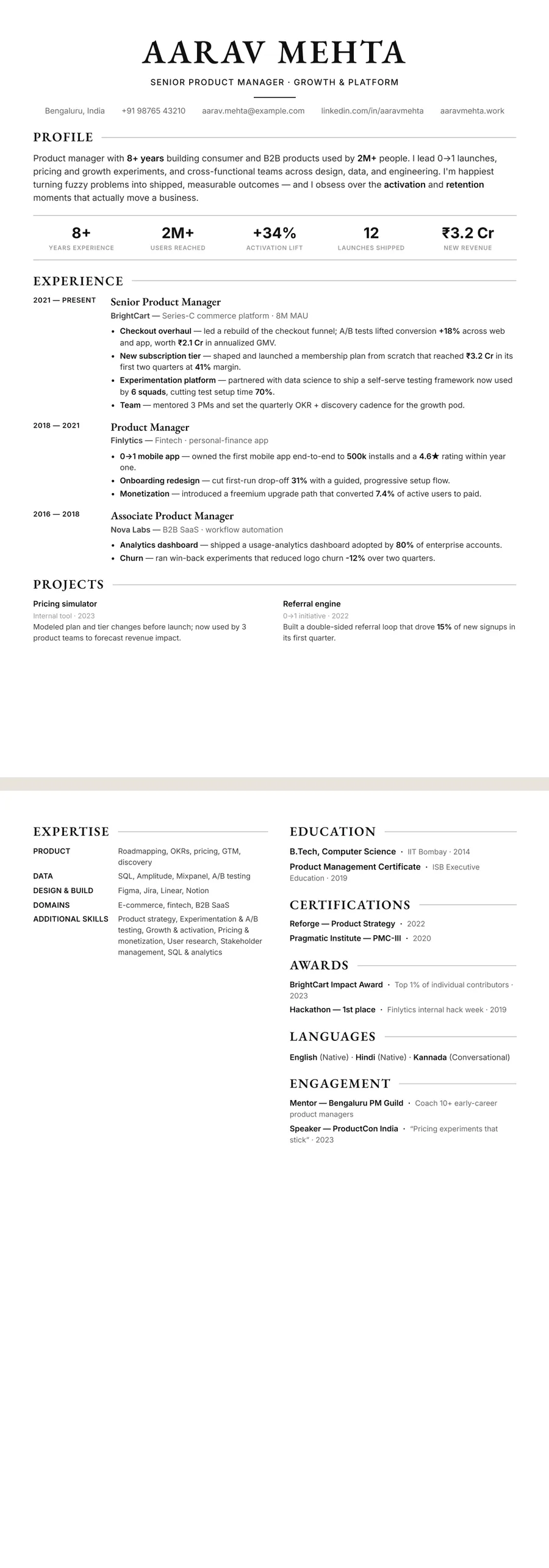 Free Simple Resume Template preview