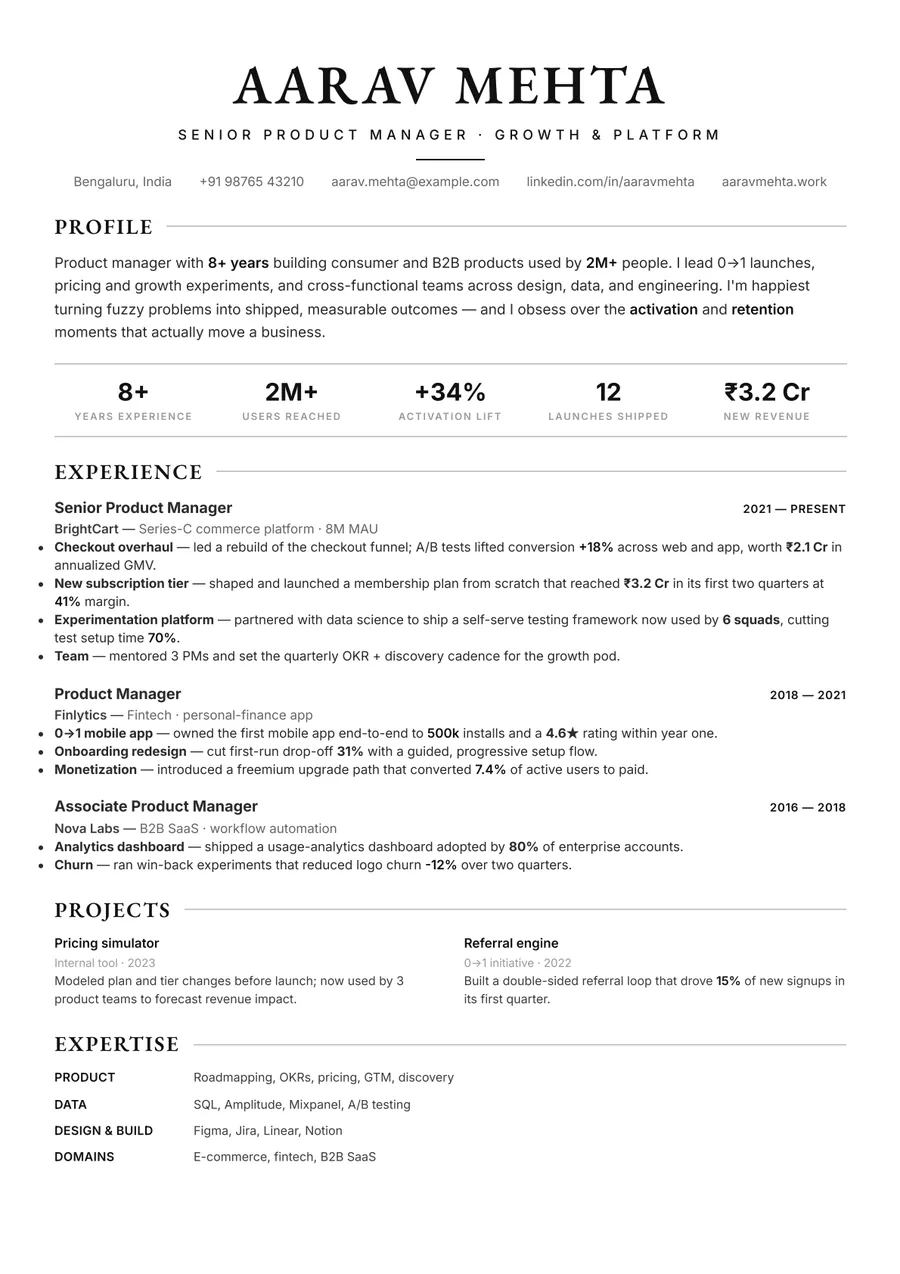 Black & white Developer stack resume template — Premium style