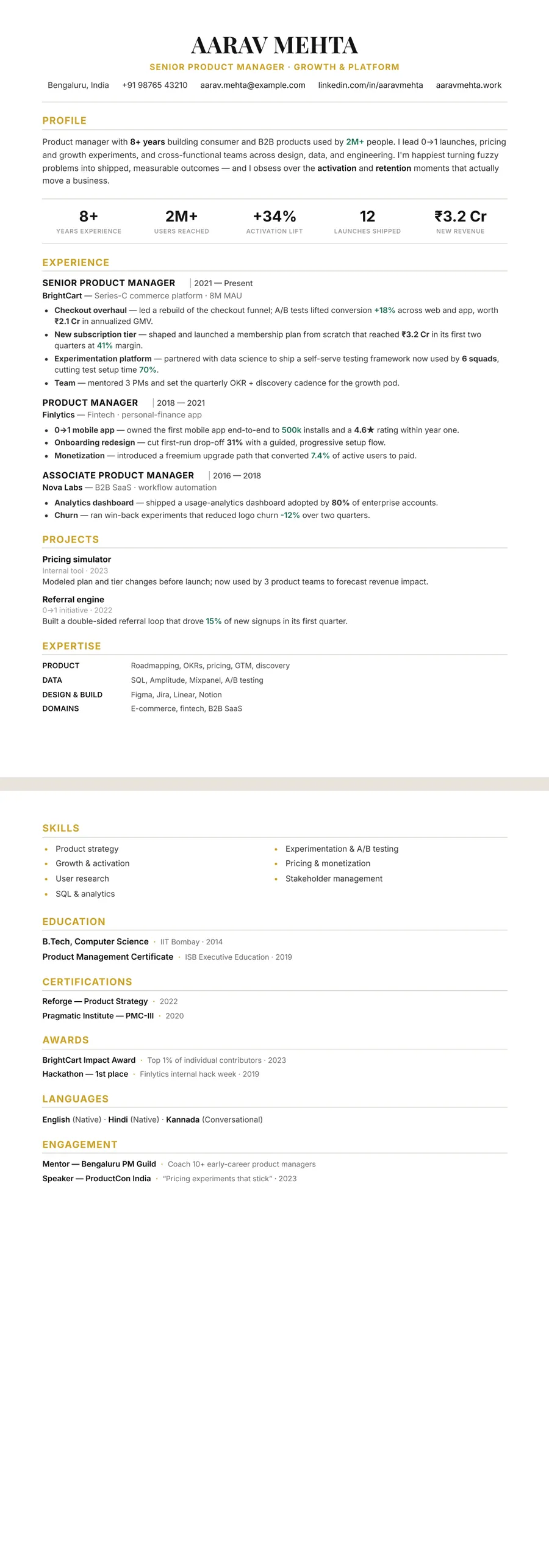 Free Executive Resume Template preview