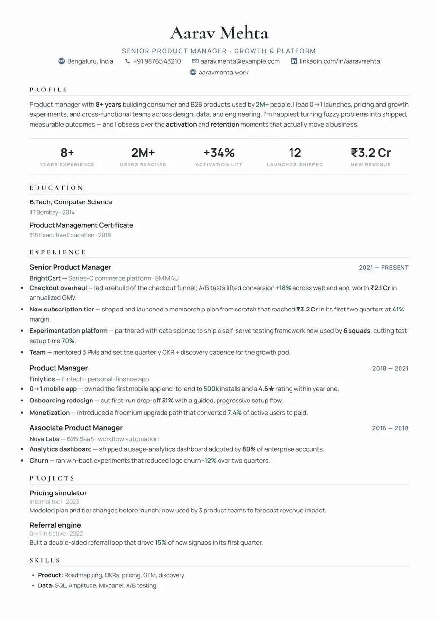 Platinum slate Academic resume template — Understated premium