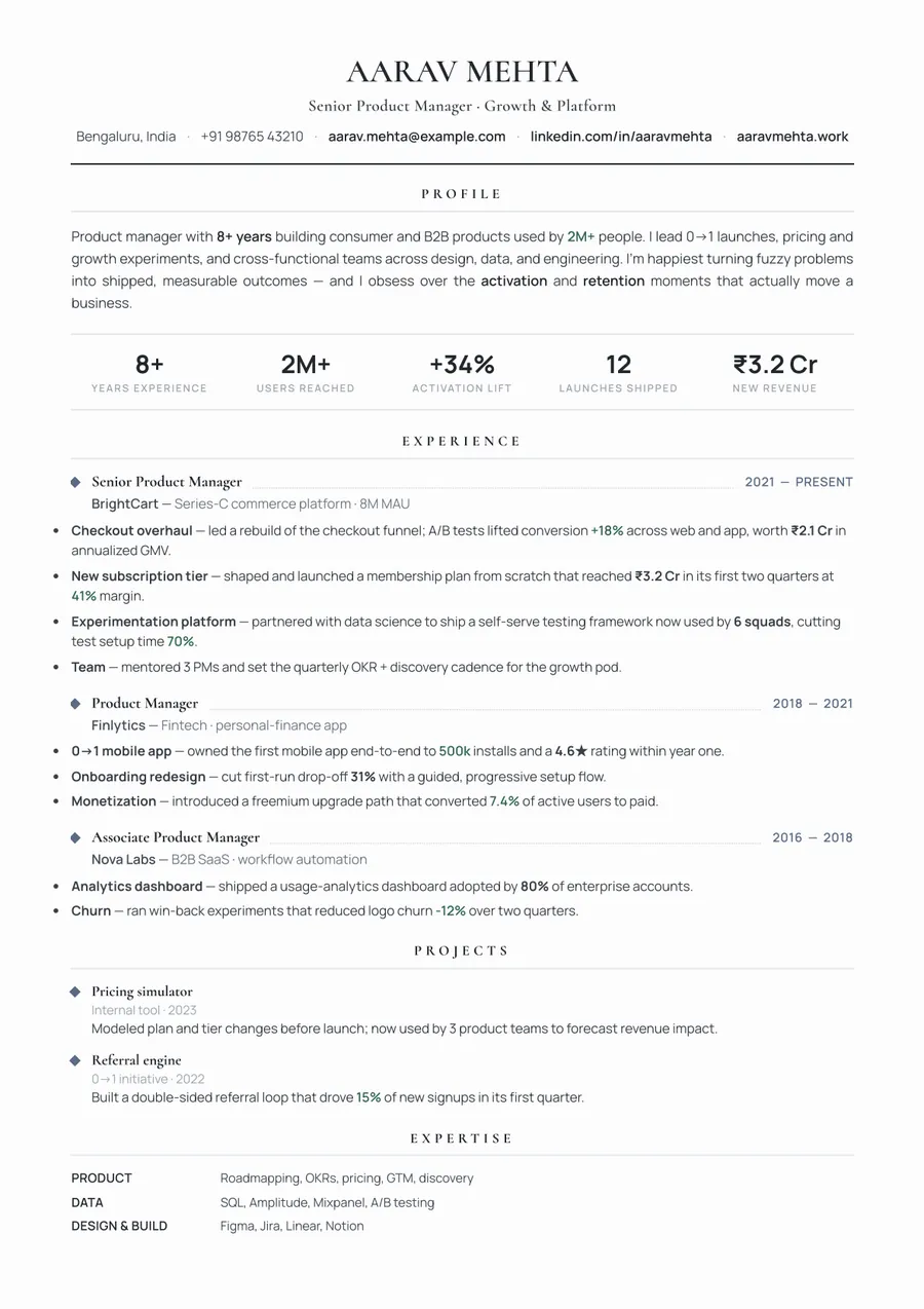 Platinum slate Traditional resume template — Understated premium