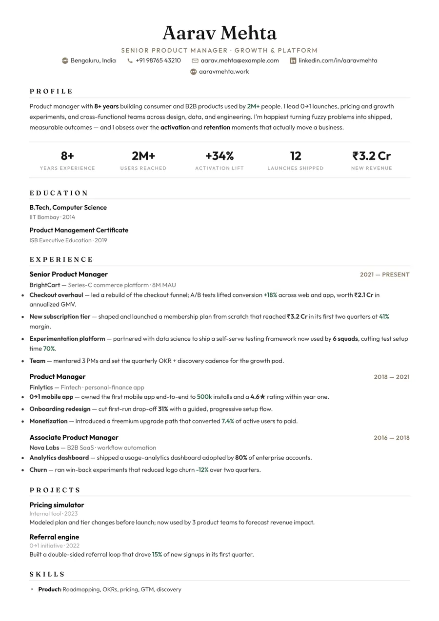 Porcelain white Academic resume template — Soft & refined