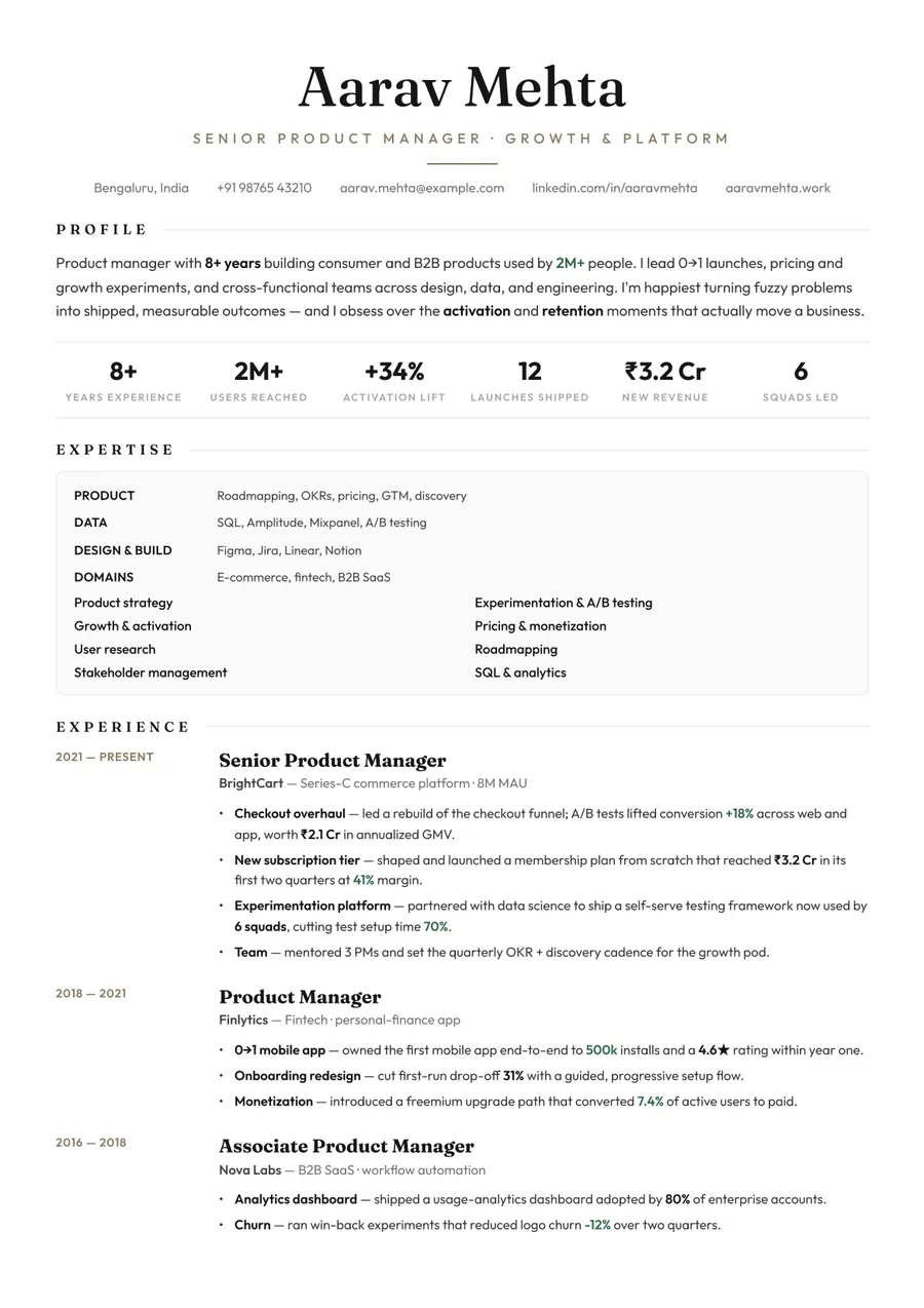 Porcelain white Skills-first resume template — Soft & refined