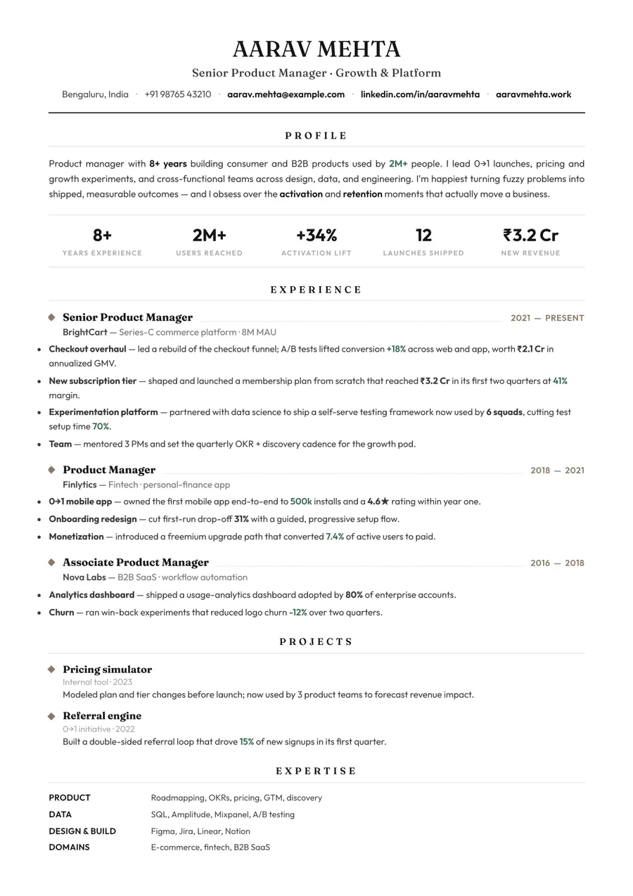 Porcelain white Traditional resume template — Soft & refined