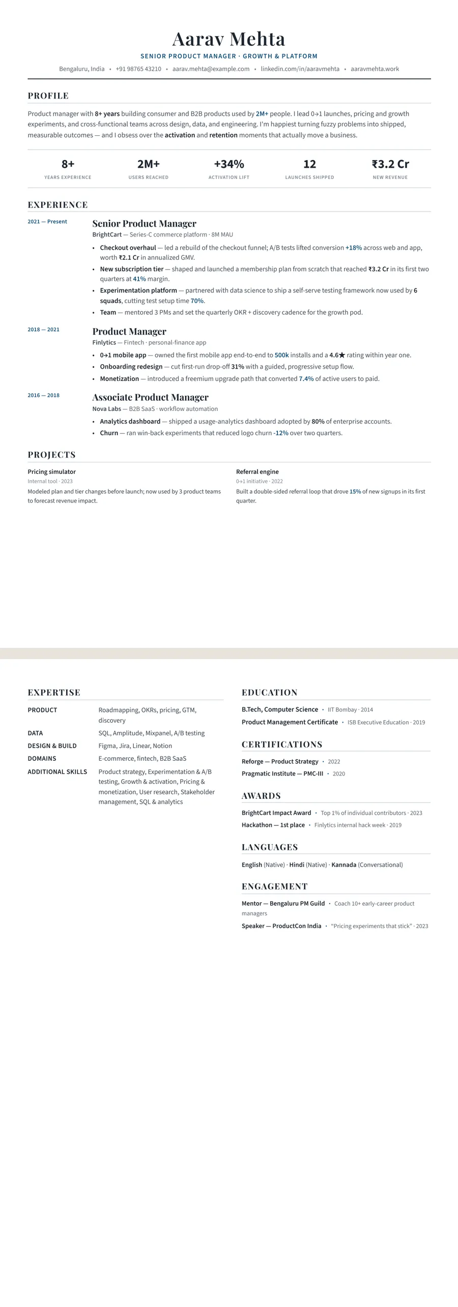 Free CV Template preview