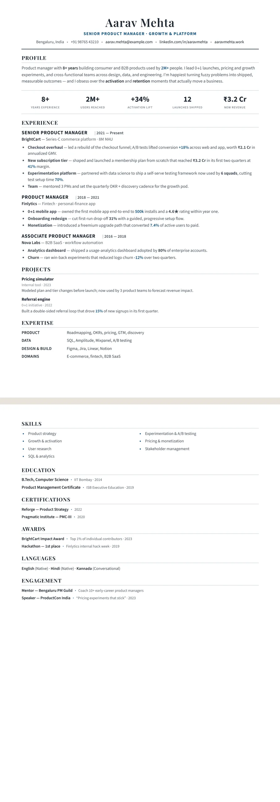 Free Professional Resume Template preview