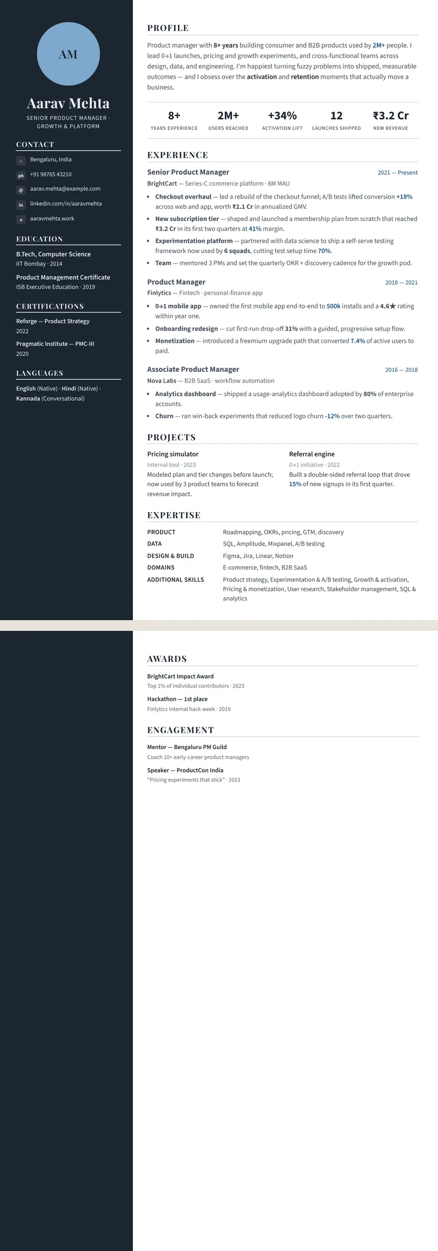 Free Blue and Navy Resume Template preview