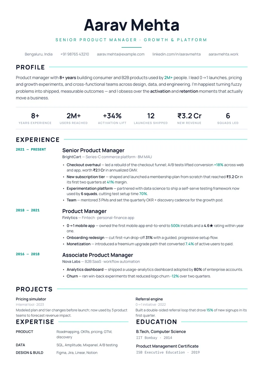 Slate tech Classic centered resume template — Cool & professional