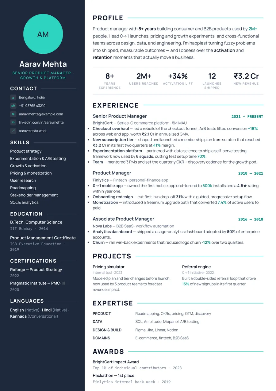 Slate tech Sidebar resume template — Cool & professional