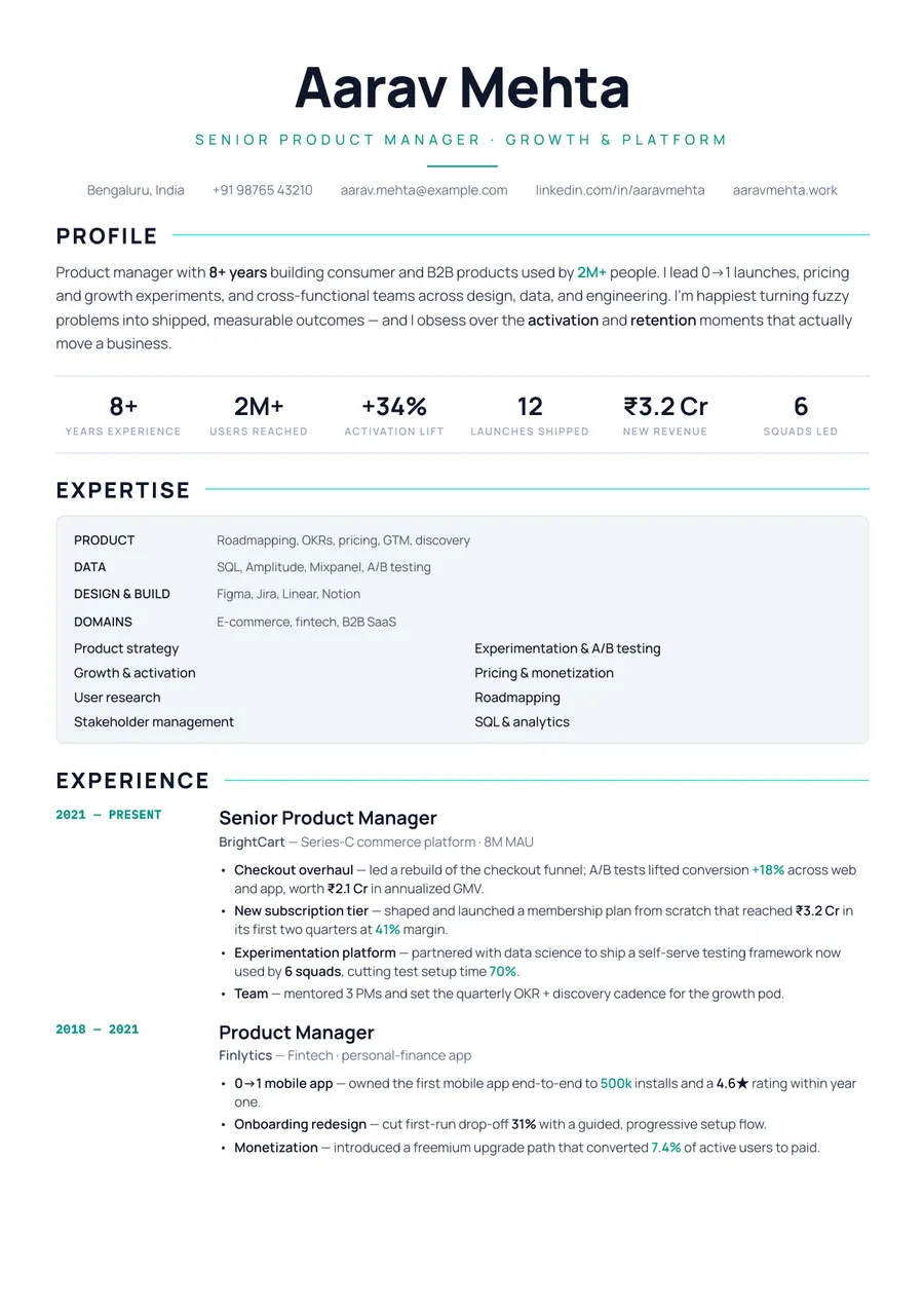 Slate tech Skills-first resume template — Cool & professional